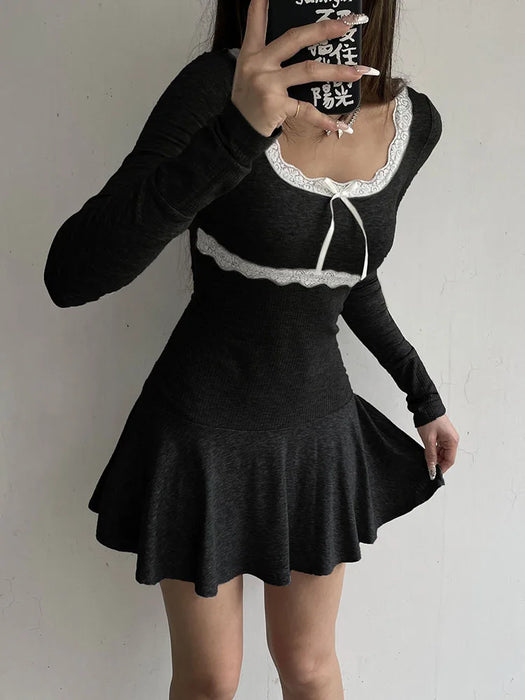 Y2K Style Knitted Mini Dress