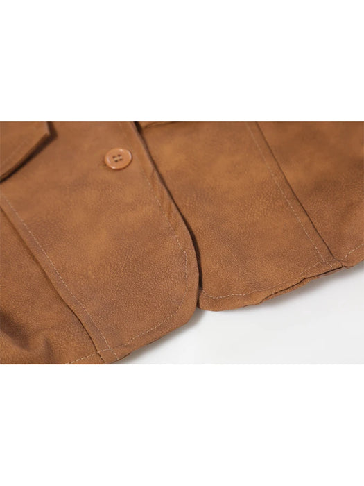 Women's Vintage Brown Leather Coat