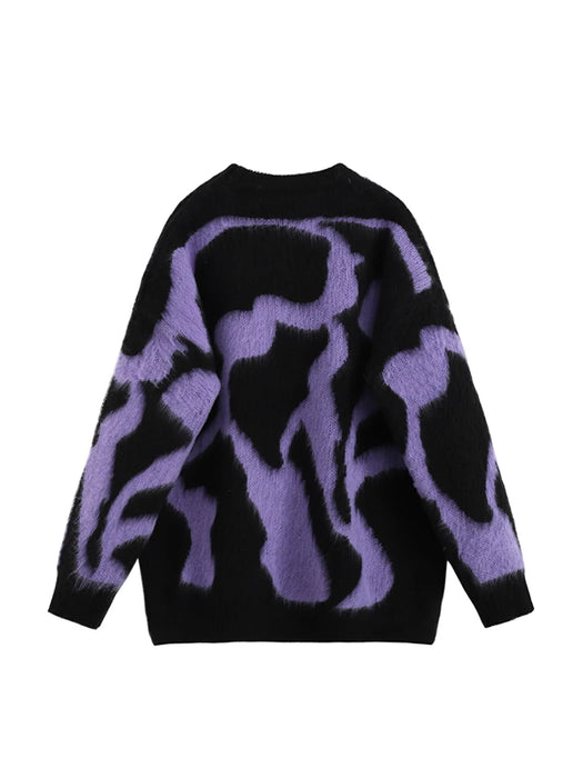 Women Purple Oversized Pullover Knitted Sweater