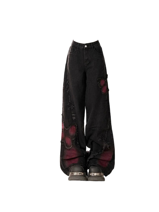 Women's Baggy Butterfly Jeans Vintage