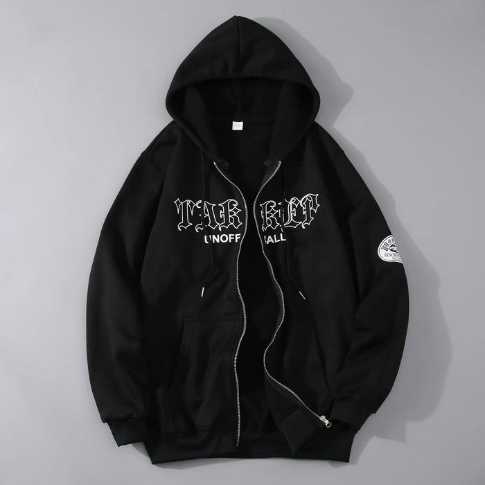 Oversized Women's Black Zip Up Hoodie