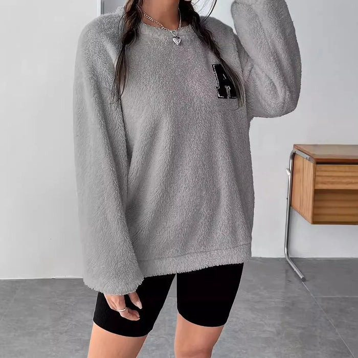 Fuzzy Round Neck Sweatshirt