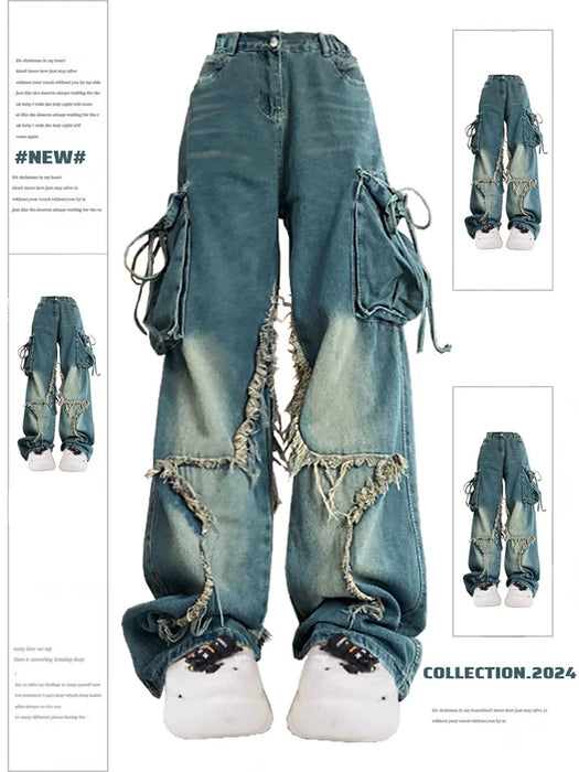 Women's Vintage Blue Star Cargo Jeans