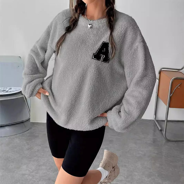 Fuzzy Round Neck Sweatshirt